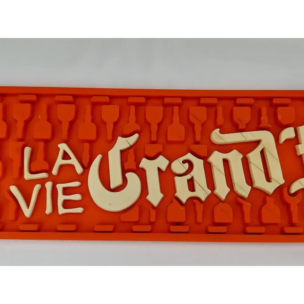 Grand Marnier Red/White Rubber Bar Drip Spill Rail Mat Bar Drying Lot of 2